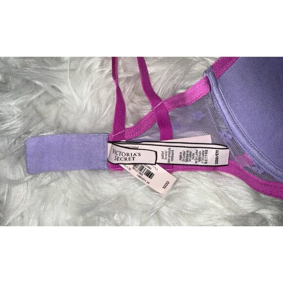 Victorias Secret Padded No Wire Bra Lace Womens 32DD Purple New - Picture 6 of 6